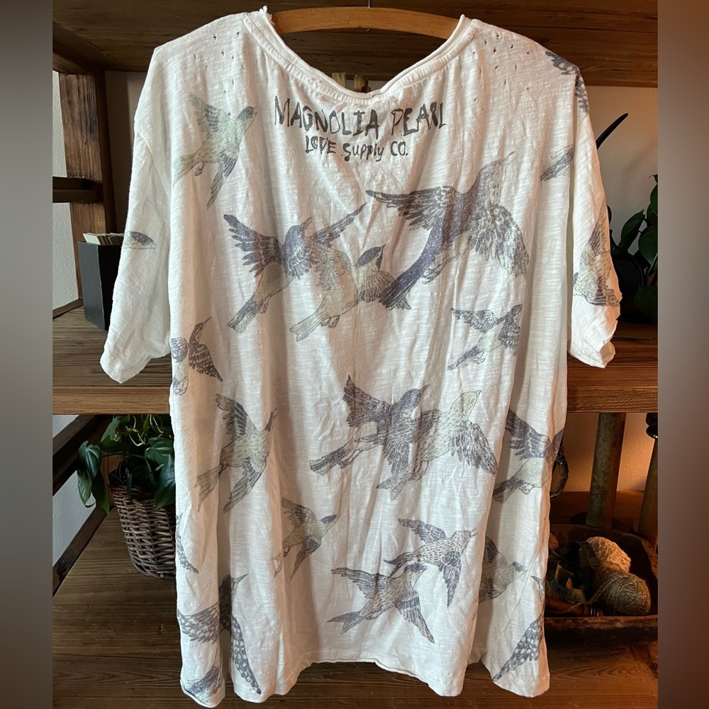 Bird Print Women's Top - Picture 3 of 14